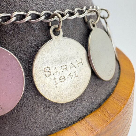 VTG Solid Sterling Silver 925 Name Tags ID Chain Bracelet Size 7" Length - Picture 3 of 16